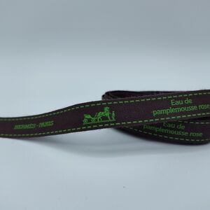 HERMÈS Pamplemousse Rose Ribbon | 2 Yards Brown/Green | Designer Packaging